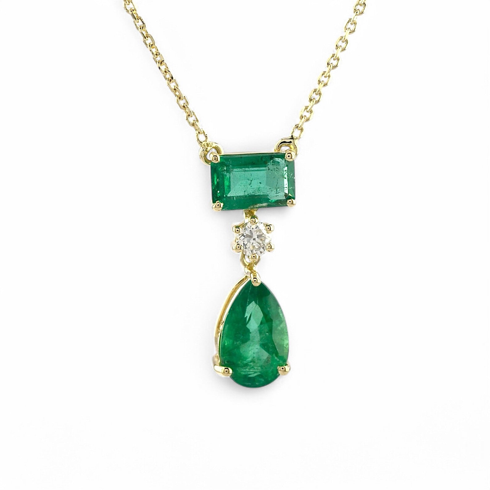 Emerald Baguette & Pear Necklace - GEMPARA