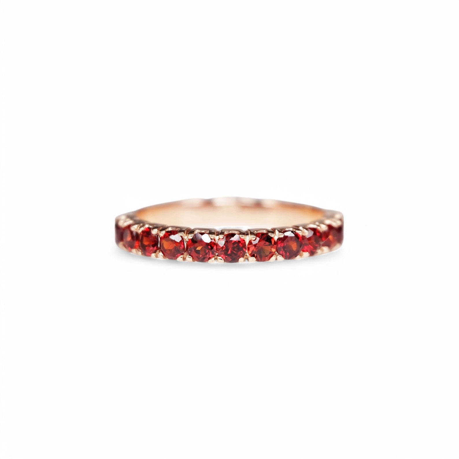 Round Garnet Half Eternity Band - GEMPARA