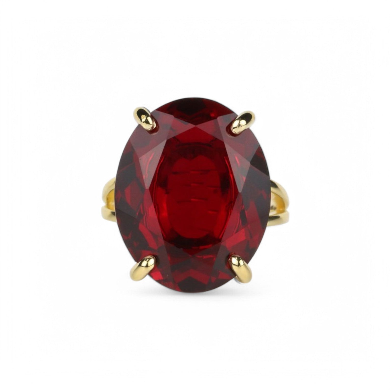 3.5CT Oval cut Garnet Solitaire Ring - GEMPARA