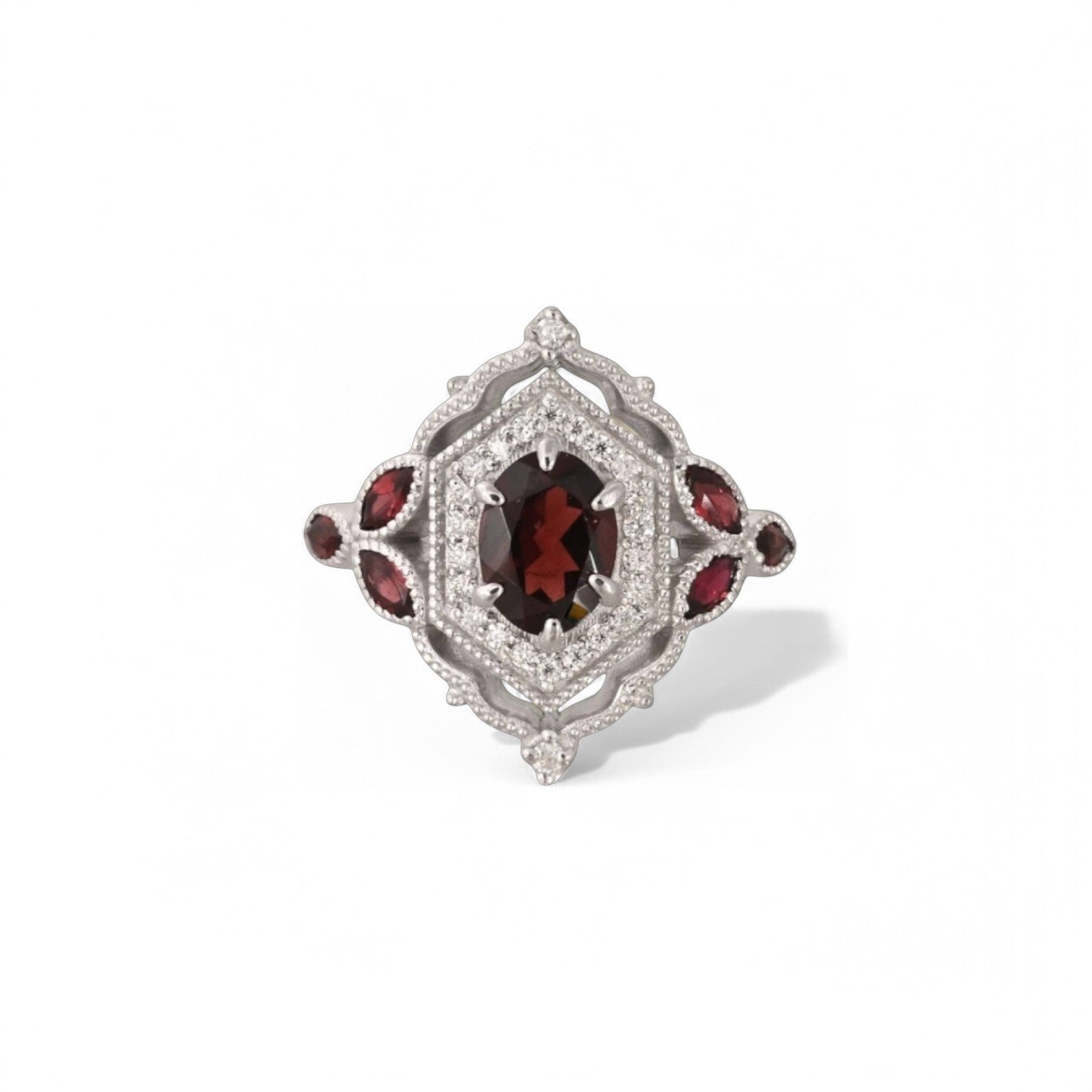 Silver The Rosewood Manor Garnet Ring - GEMPARA