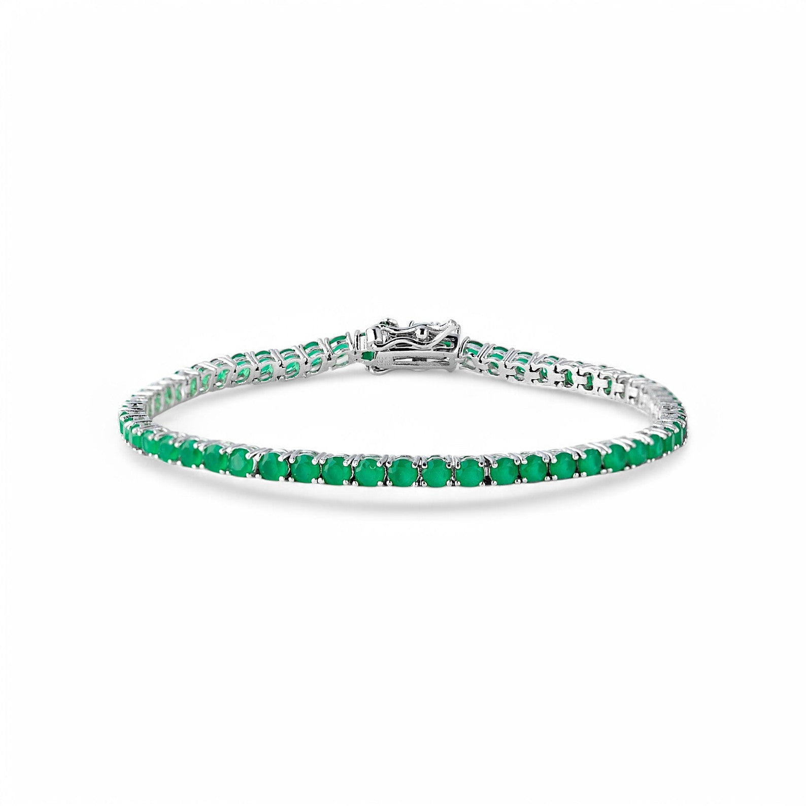 Round Lab Emerald Classic Tennis Bracelet - GEMPARA