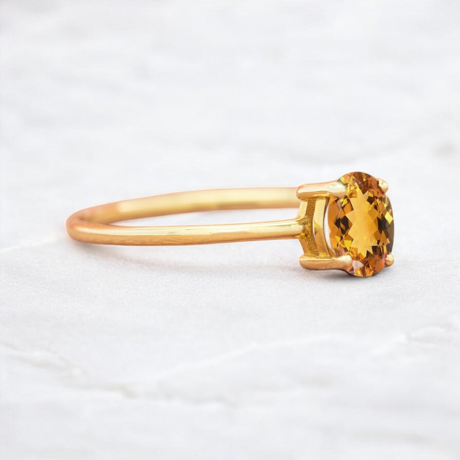 0.68CT Oval Citrine Solitaire Ring - GEMPARA