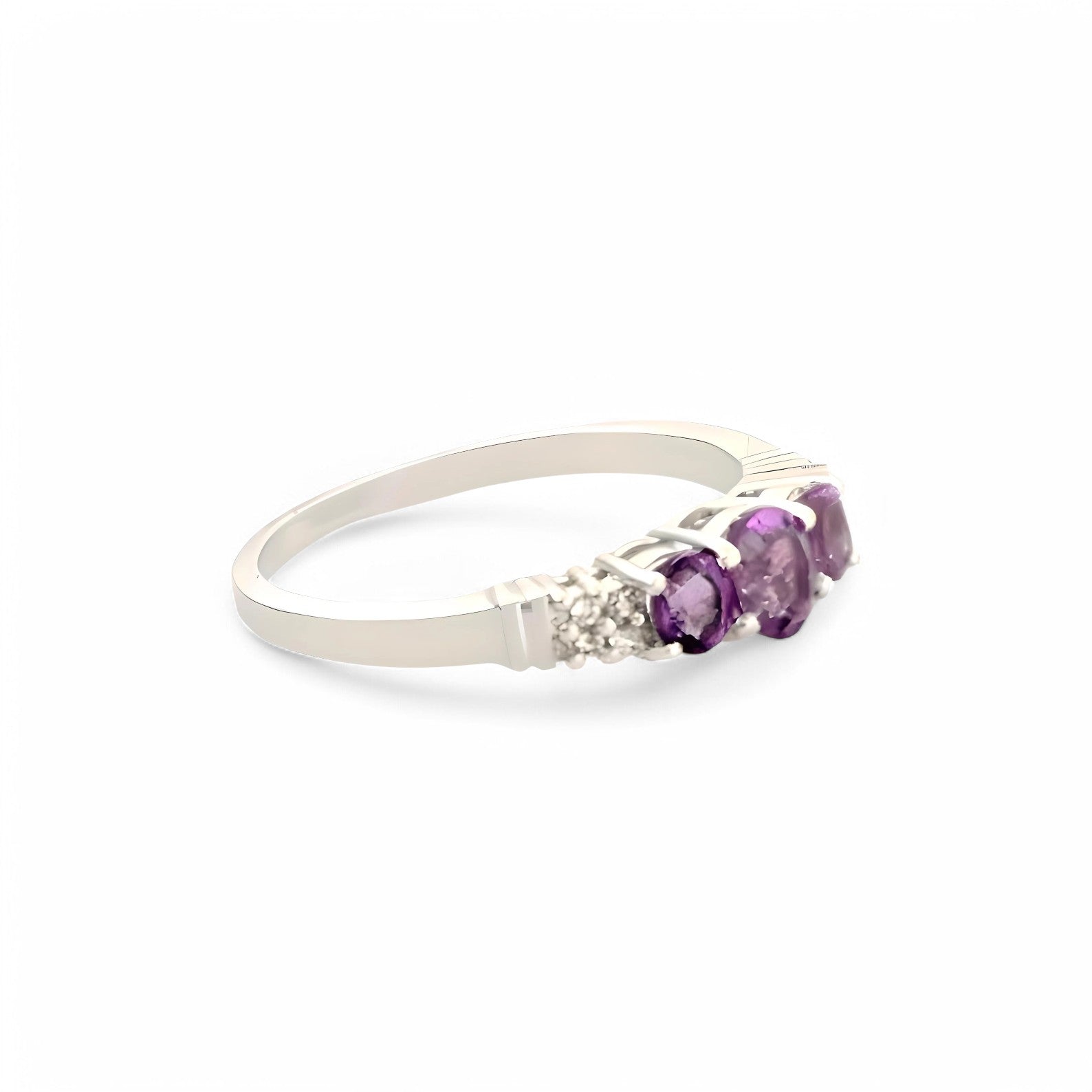 1 CT Amethyst Three Stone Ring - GEMPARA