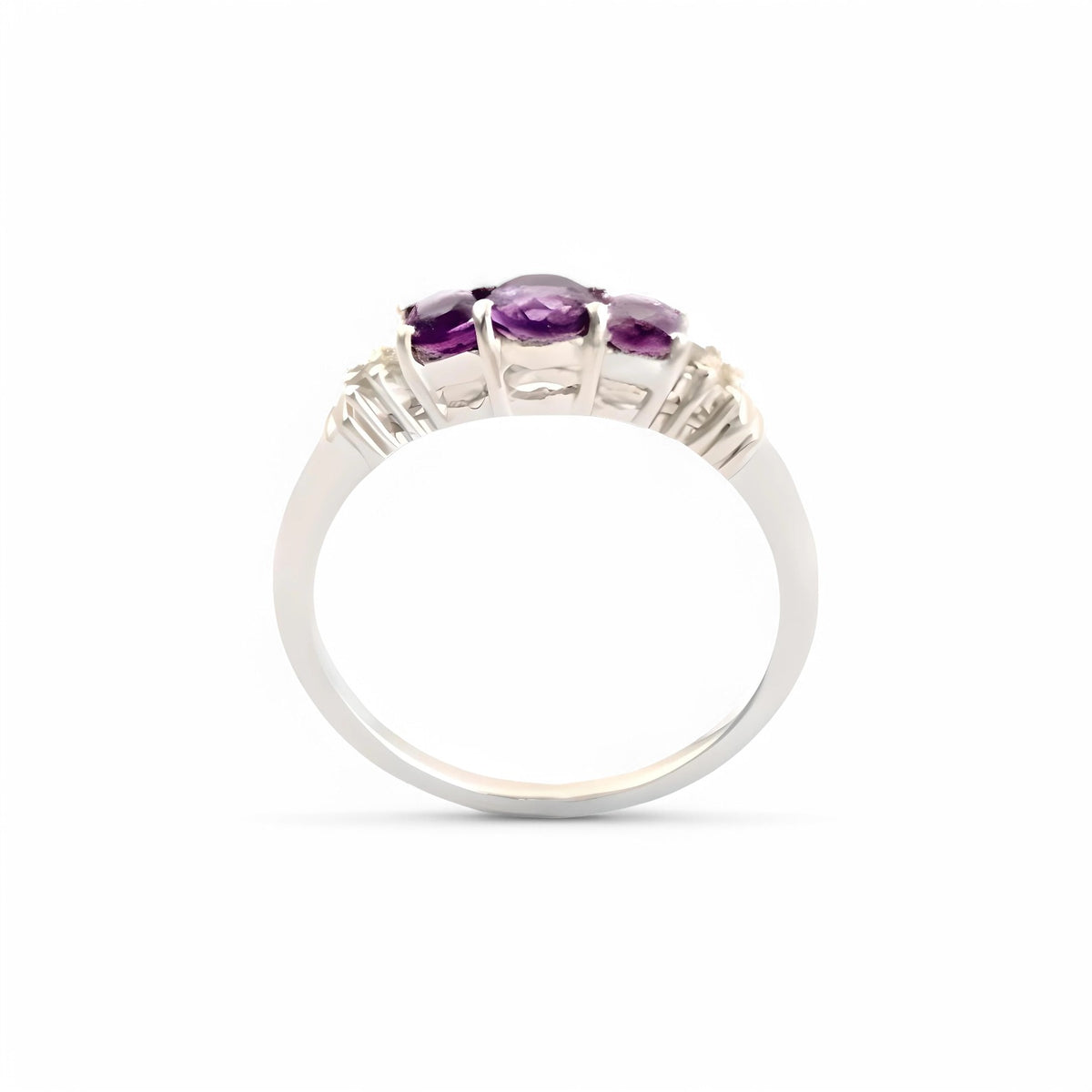 1 CT Amethyst Three Stone Ring