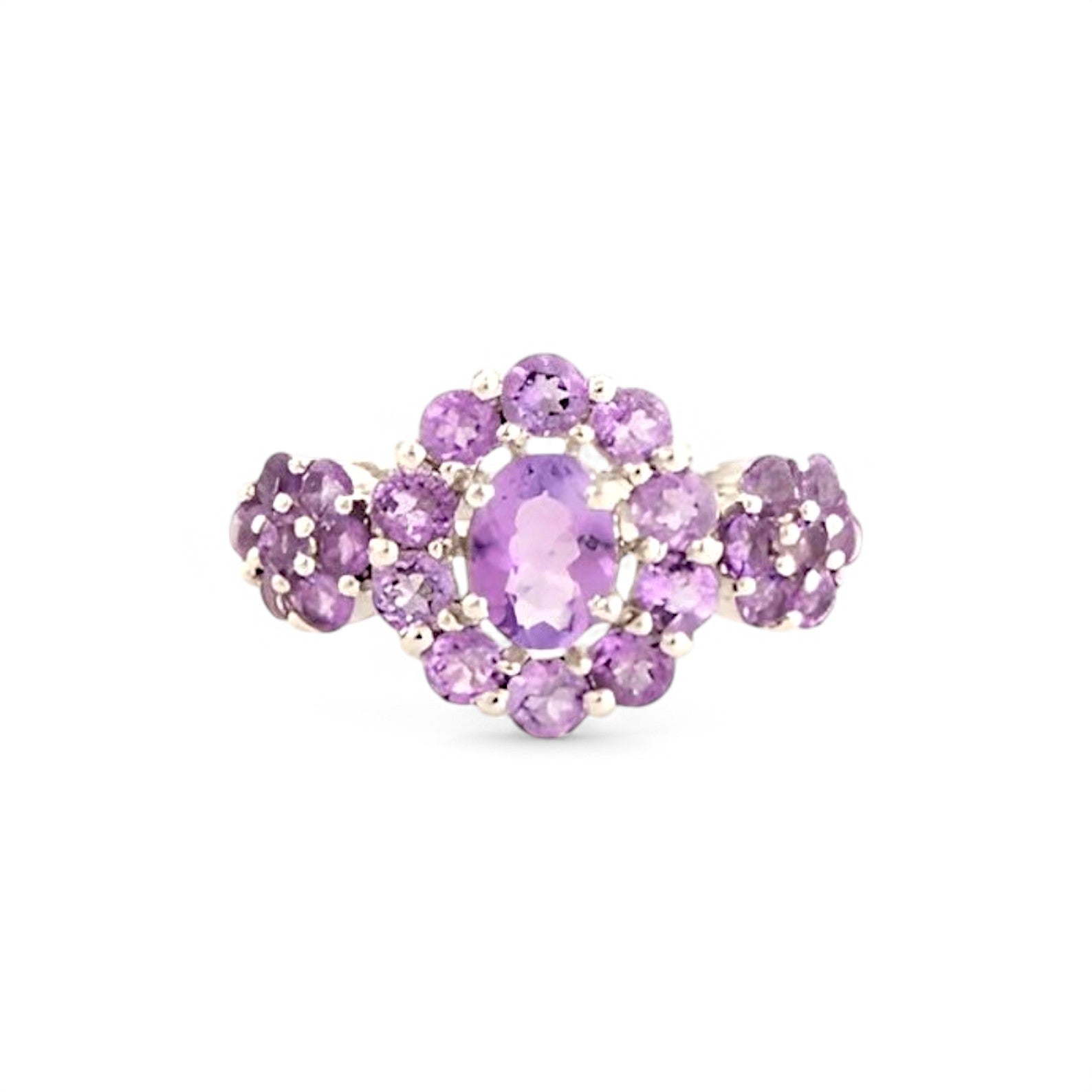 1.13CT Oval Amethyst Cluster Ring - GEMPARA