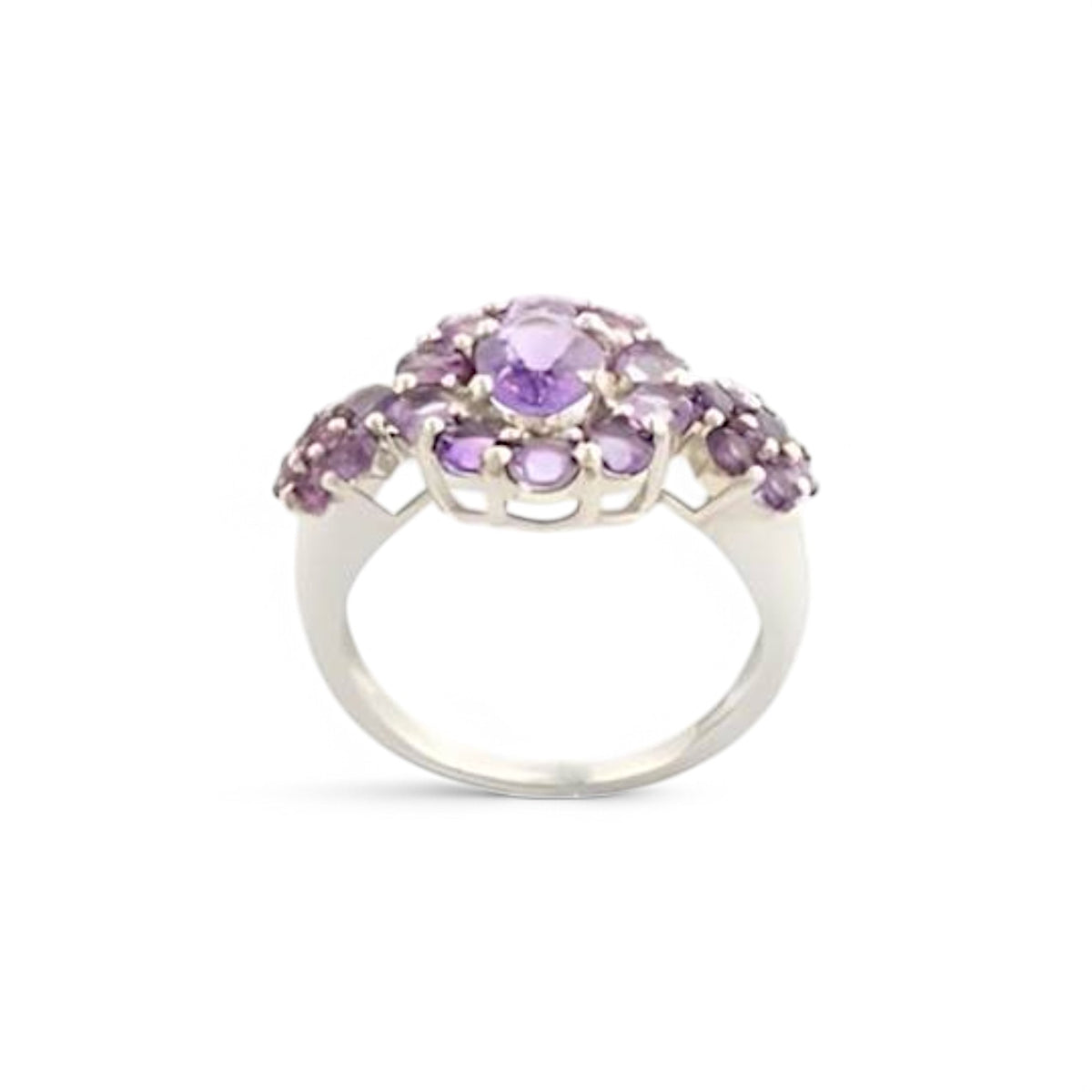 1.13CT Oval Amethyst Cluster Ring
