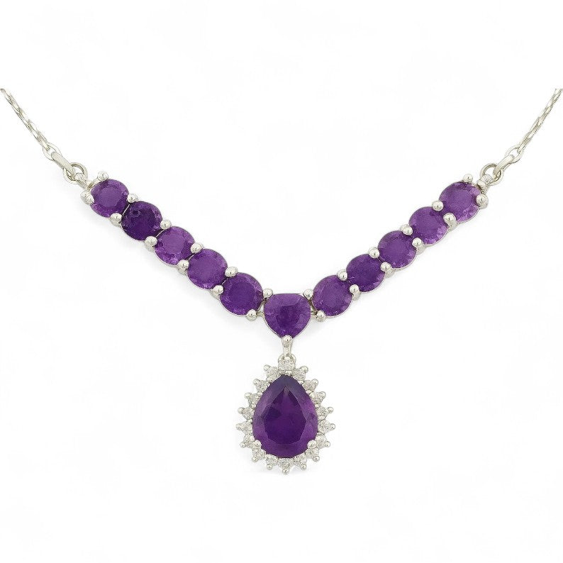 5CT Pear African Amethyst Mystic Aura Necklace - GEMPARA