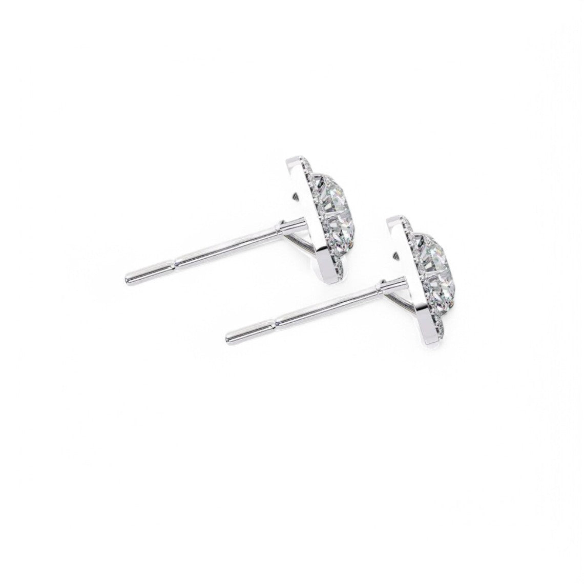1CT Round Halo Cluster Diamond Halo Studs - GEMPARA