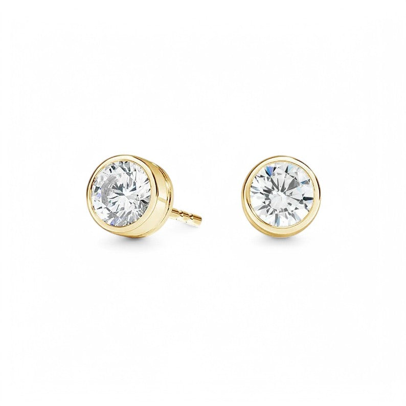 0.50CT Round Bezel Lab Diamond Studs - GEMPARA