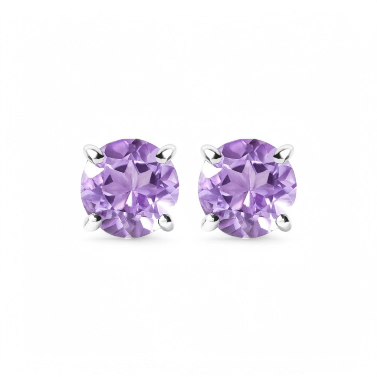 2CT Round Amethyst Solitaire Studs