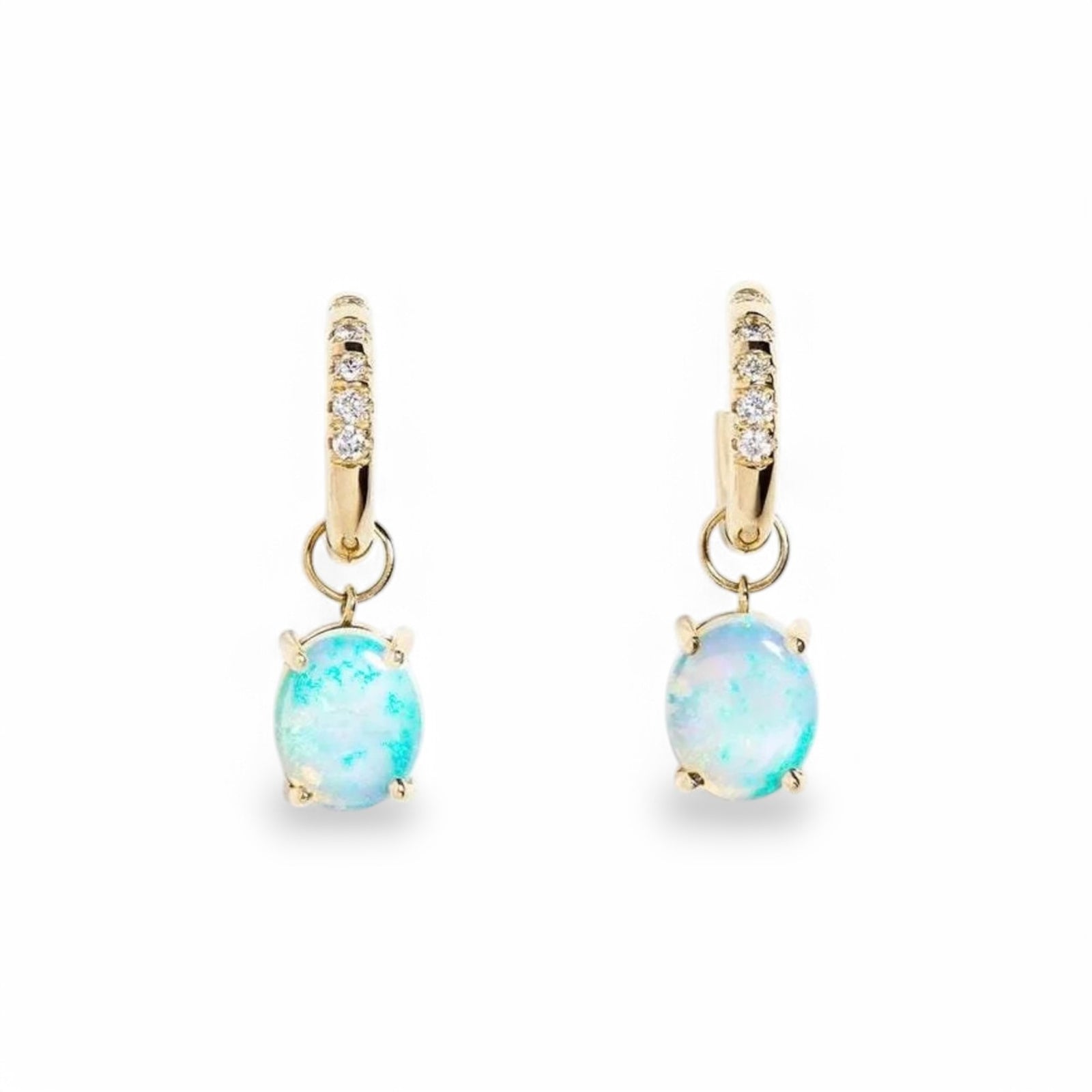 Opal and Diamond Hoop Earrings - GEMPARA