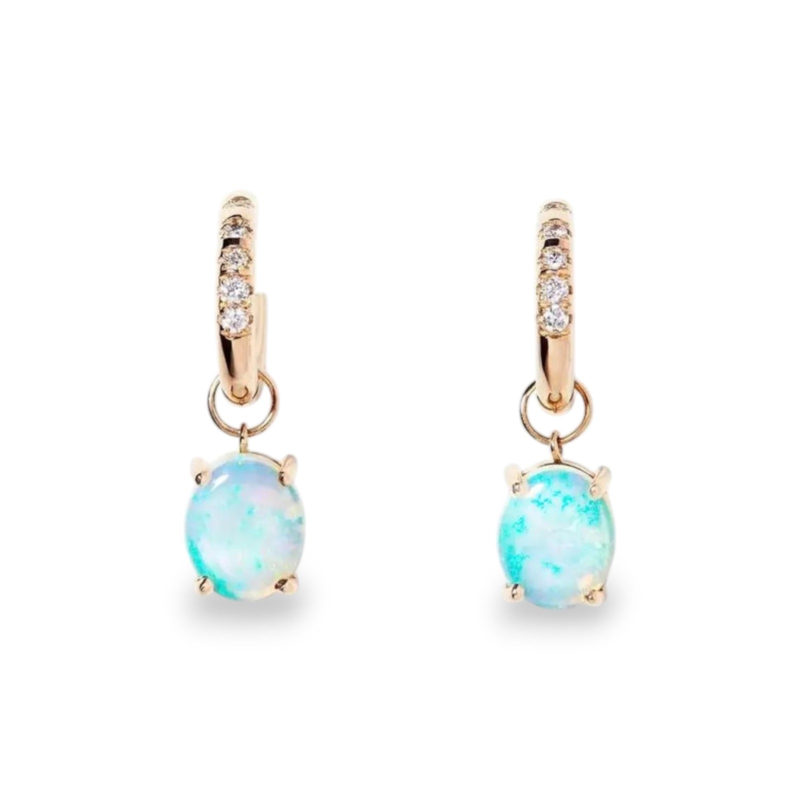 Opal and Diamond Hoop Earrings - GEMPARA