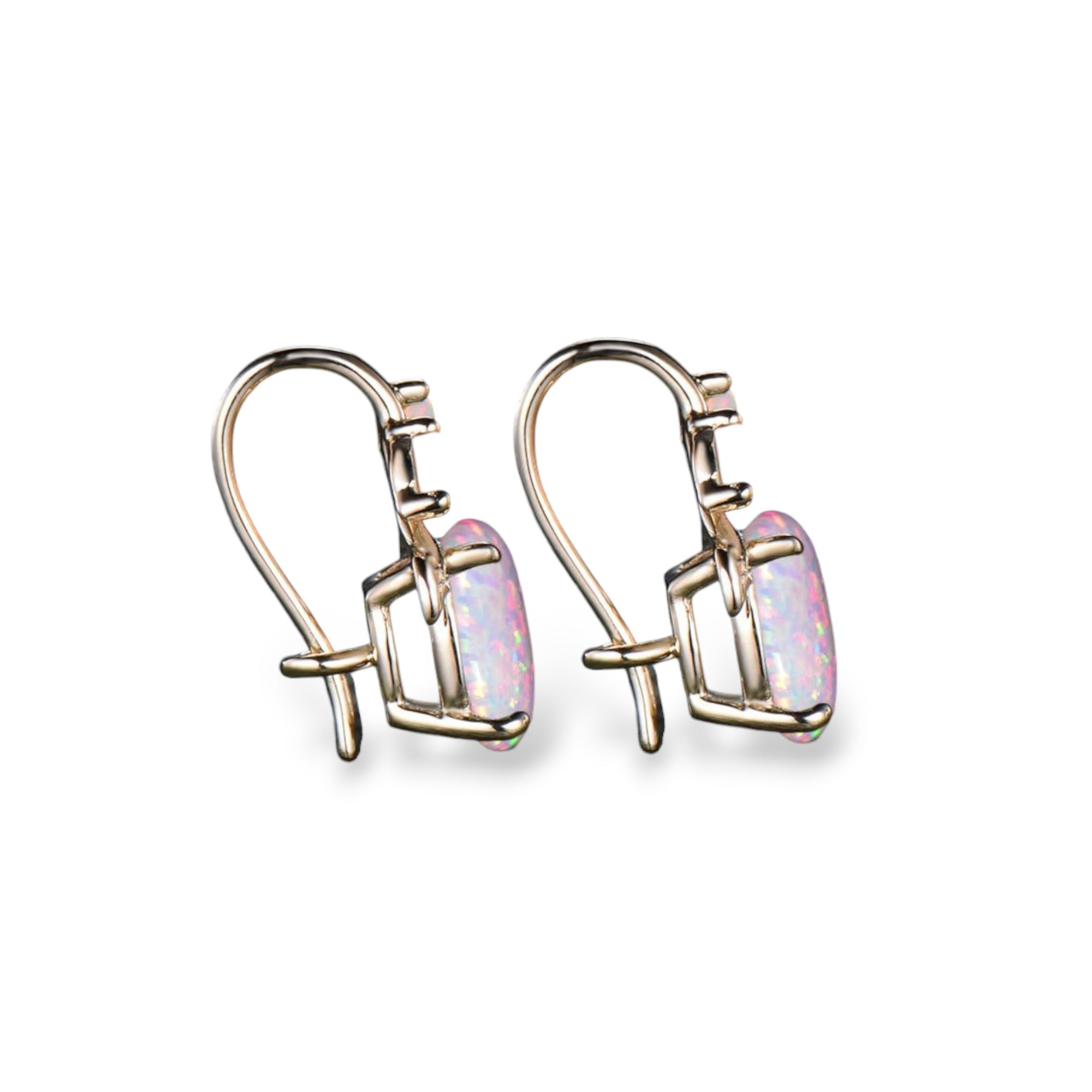 Vintage leaf marquise Opal drop earrings - GEMPARA