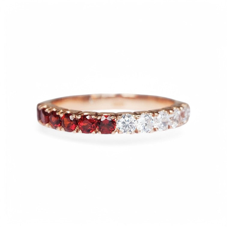 Garnet and Diamond Half Eternity Ring - GEMPARA
