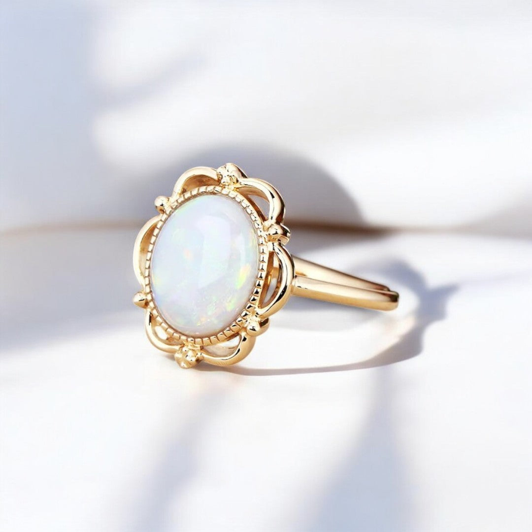 1.85CT Vintage Opal Solitaire Engagement Ring - GEMPARA