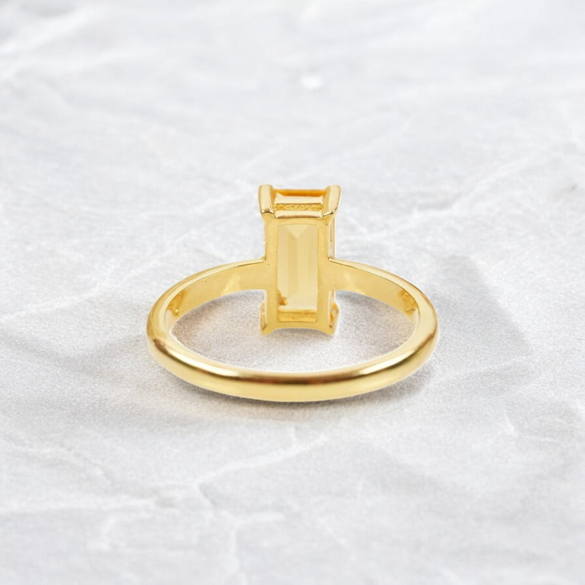 Vitrine Baguette-Cut Citrine Solitaire Ring