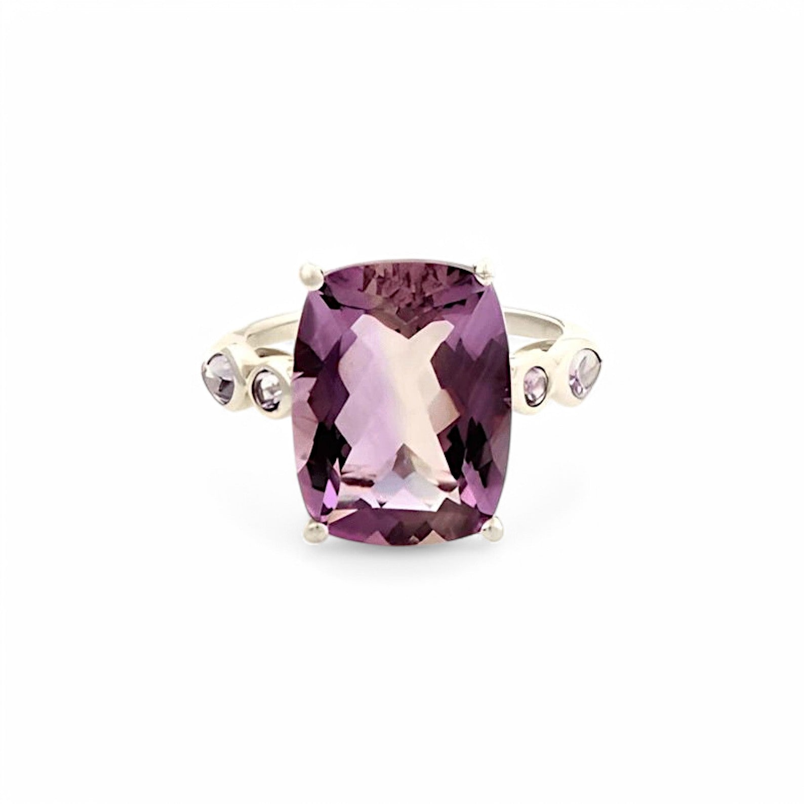 Silver 1CT Amethyst Cushion Ring - GEMPARA