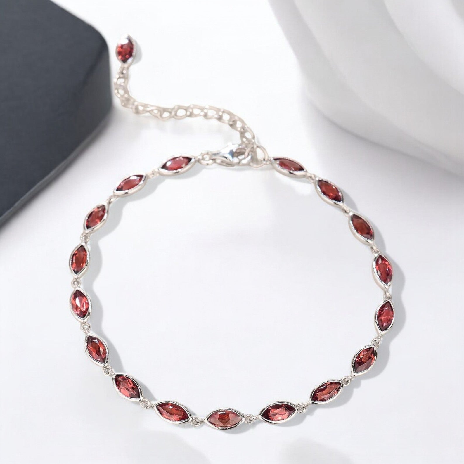 Marquise-Cut Garnet Tennis Bracelet - GEMPARA