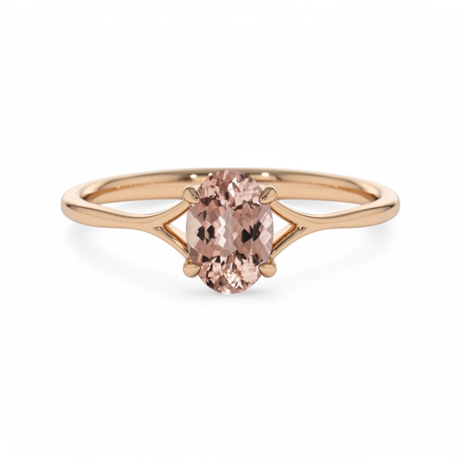 0.55CT Oval Solitaire Morganite Ring - GEMPARA
