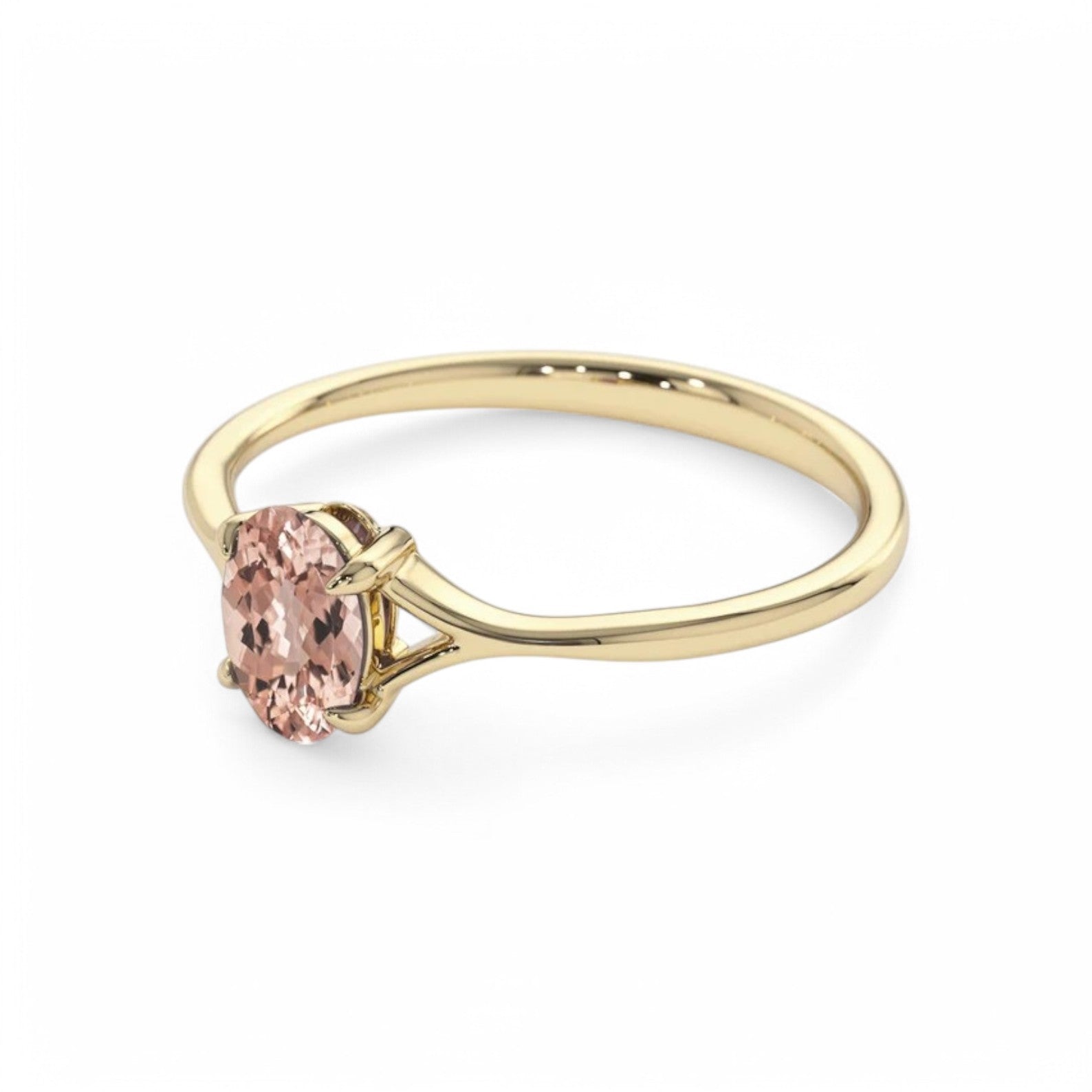 0.55CT Oval Solitaire Morganite Ring - GEMPARA