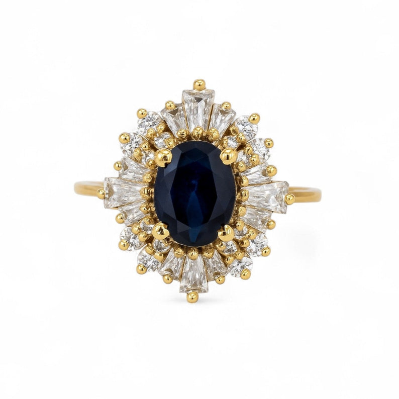 Victoria Lab Blue Sapphire Cluster Ring - GEMPARA