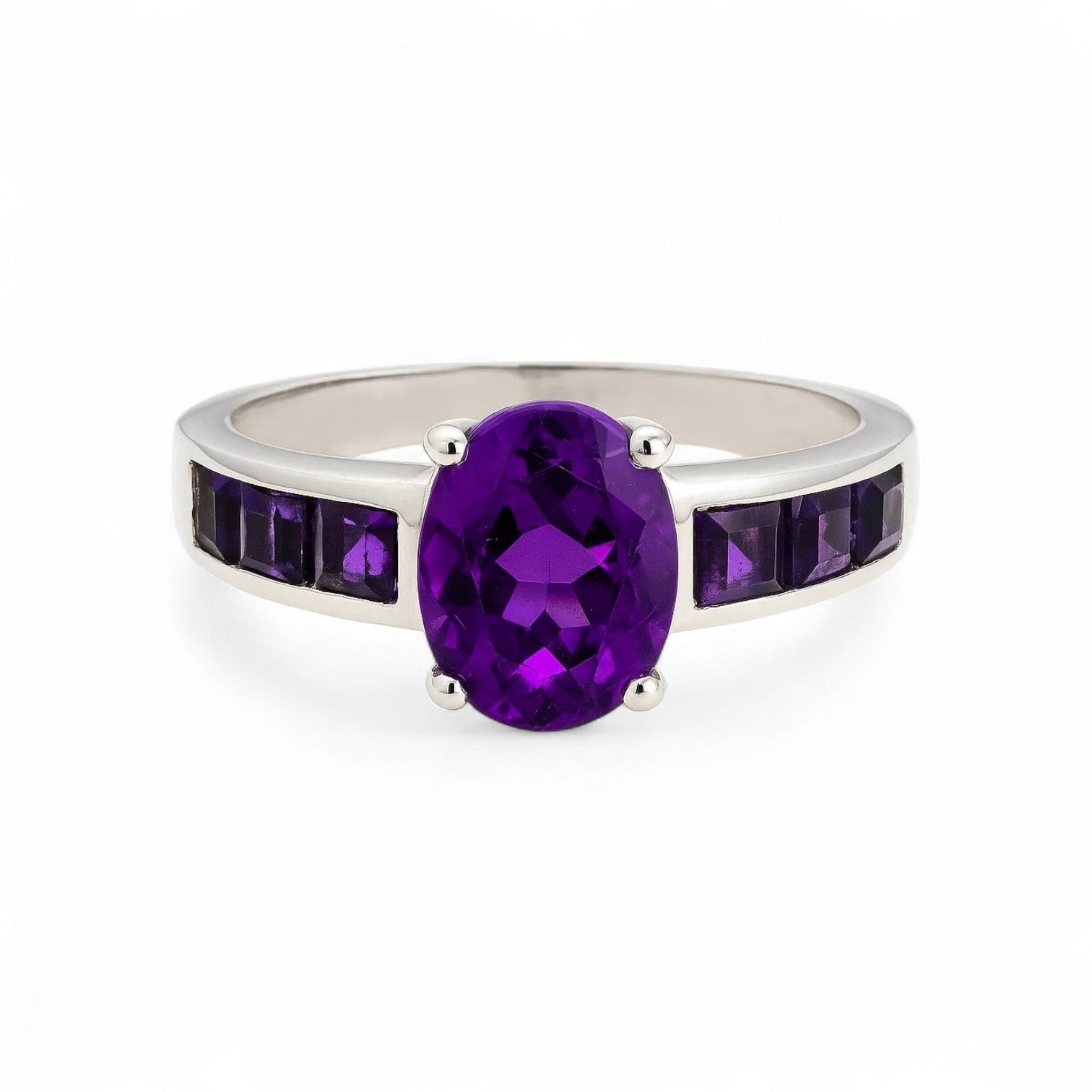 2CT Oval Channel Set Amethyst Ring - GEMPARA