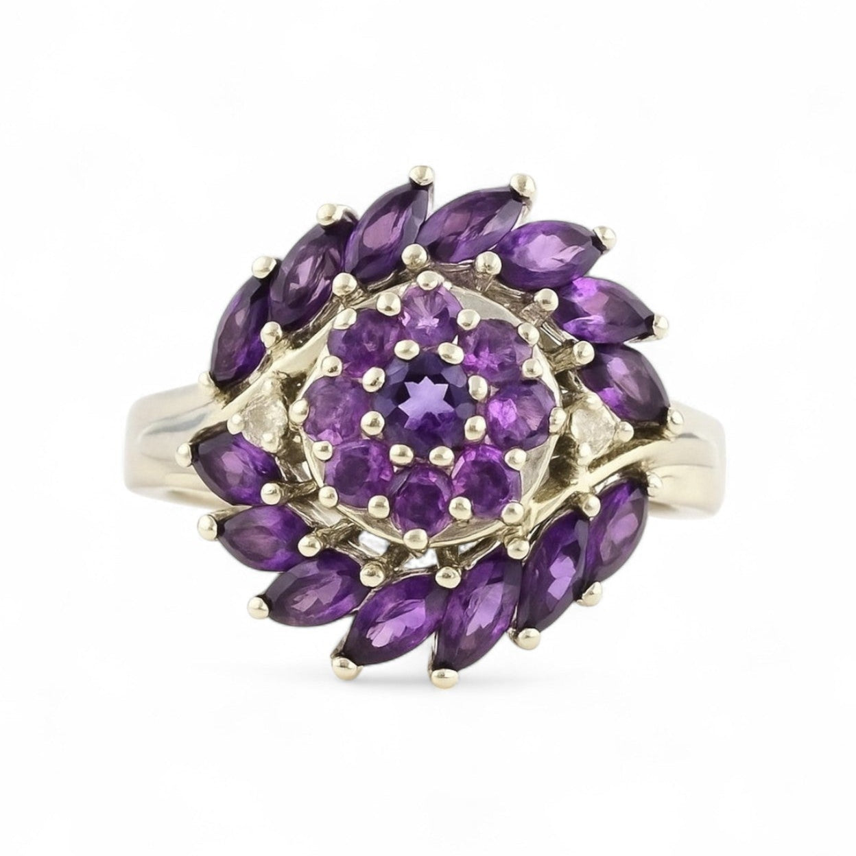 Vortex Round Amethyst Cluster Ring - GEMPARA