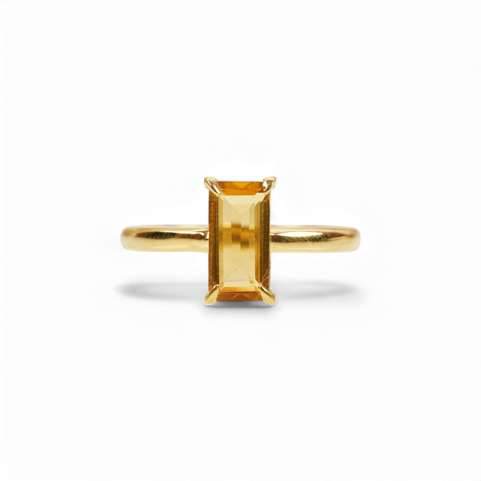 Vitrine Baguette-Cut Citrine Solitaire Ring - GEMPARA