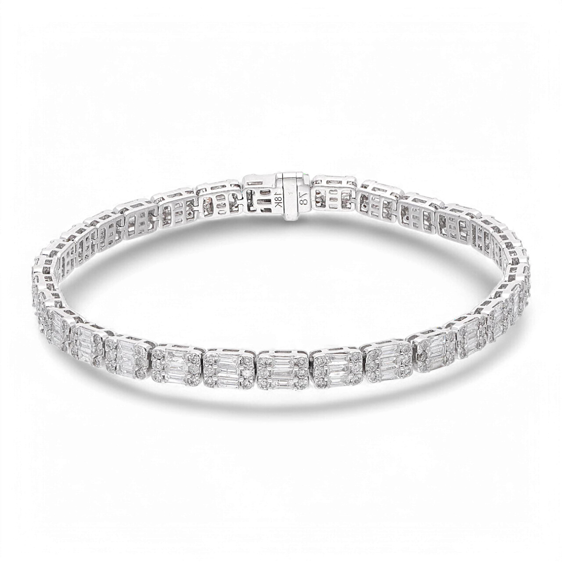 6.30CT  Round & Baguette Lab Diamond Dainty Bracelet - GEMPARA