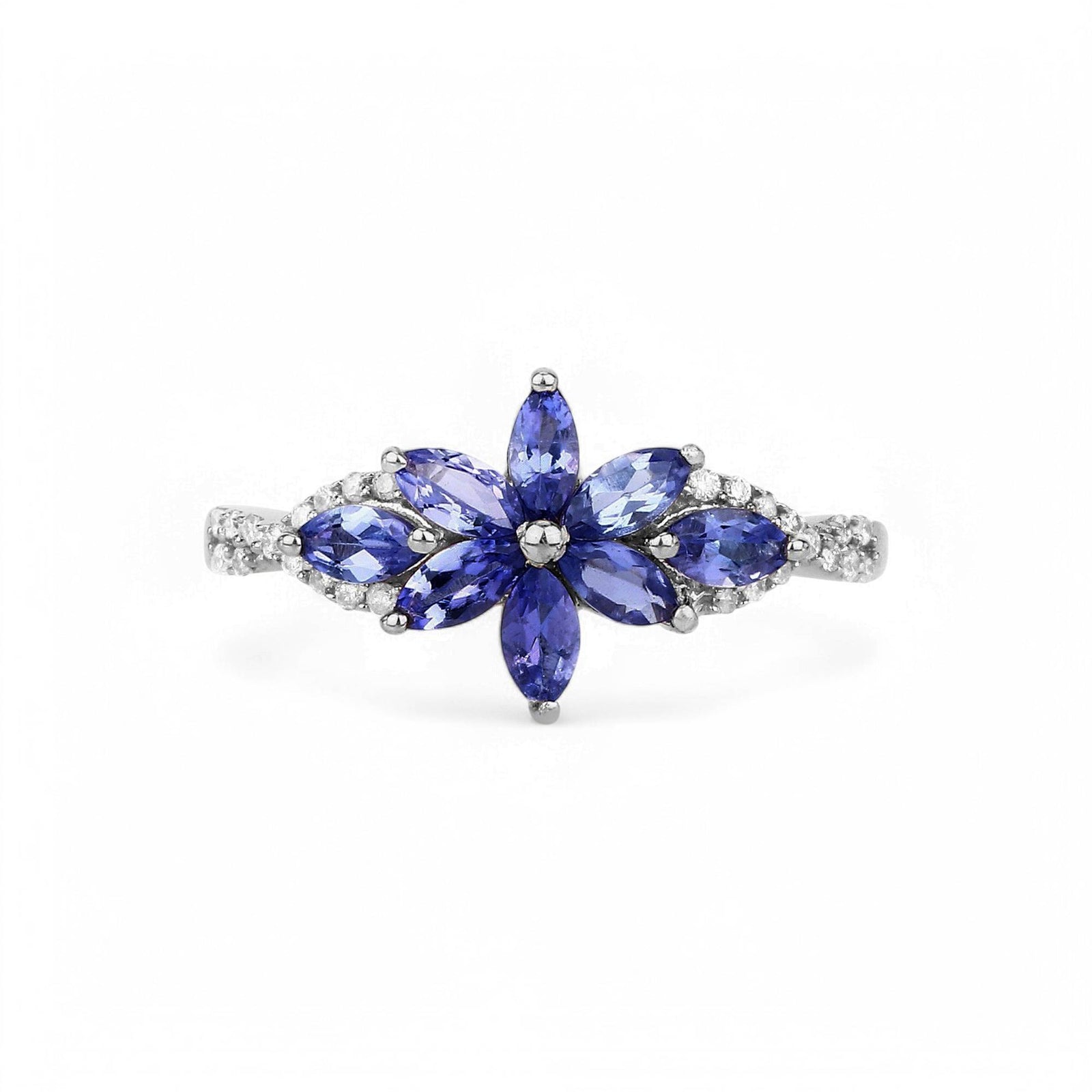 Marquise cut Tanzanite Floral Cluster  Ring - GEMPARA