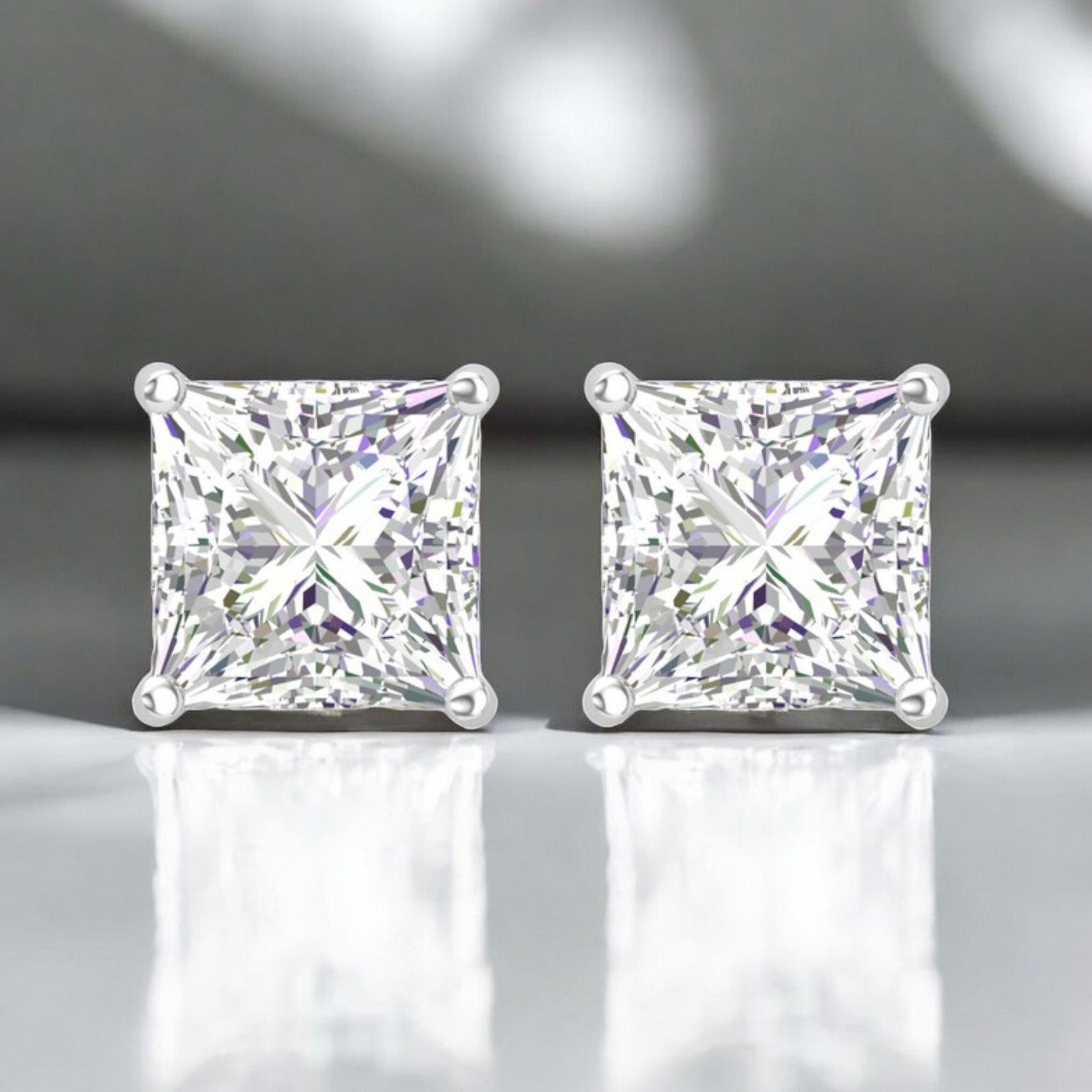 0.50CT Classic Princess cut Diamond Studs - GEMPARA