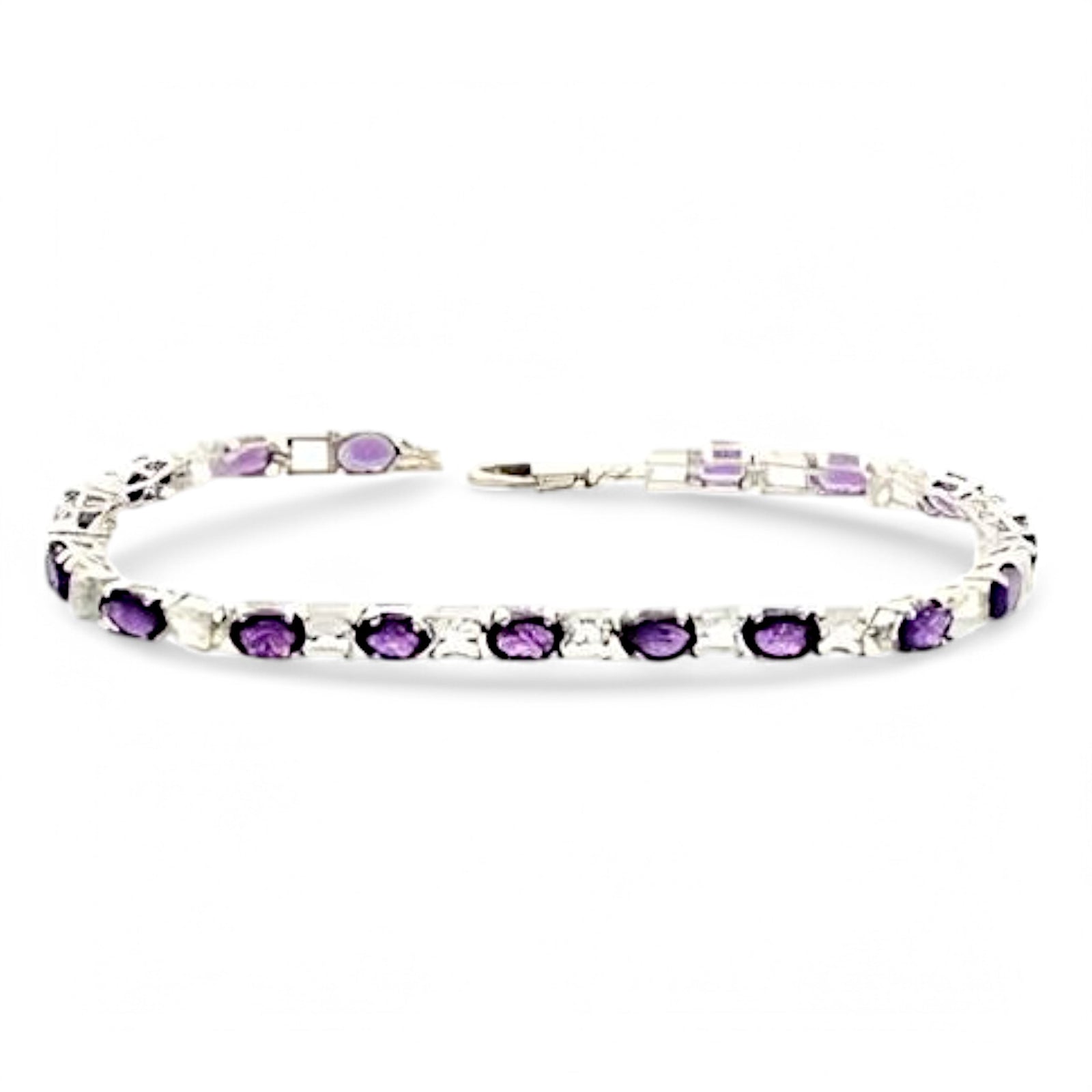 4CT Oval Amethyst and White Topaz Bracelet - GEMPARA
