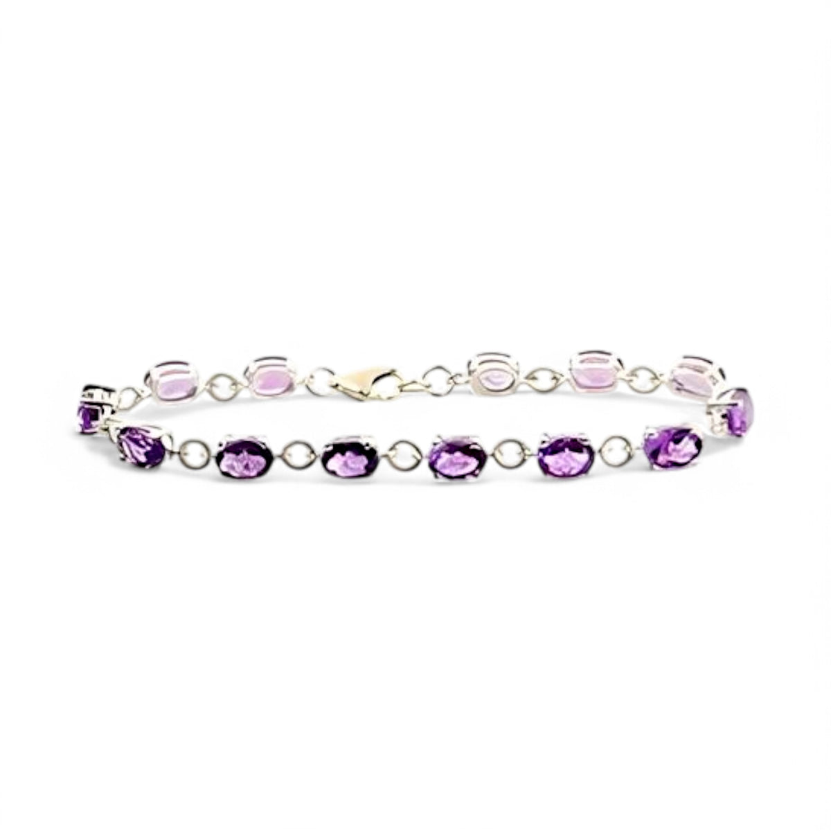 4CT Classic Oval Amethyst Link Bracelet