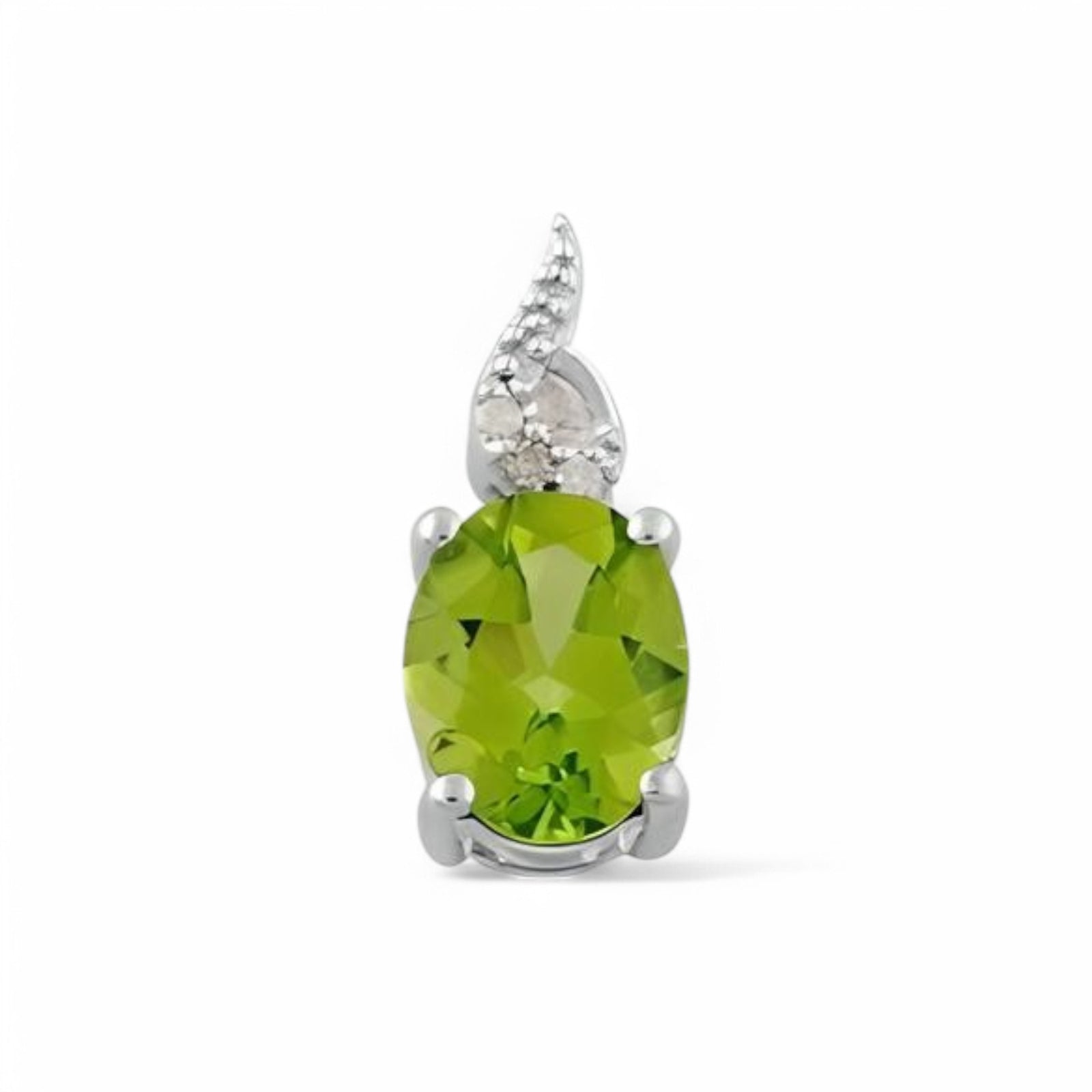 2CT Oval Peridot & White Topaz Pendant - GEMPARA