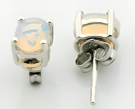 8CT Ethereal Glow Ethiopian Opal Stud Earrings - GEMPARA