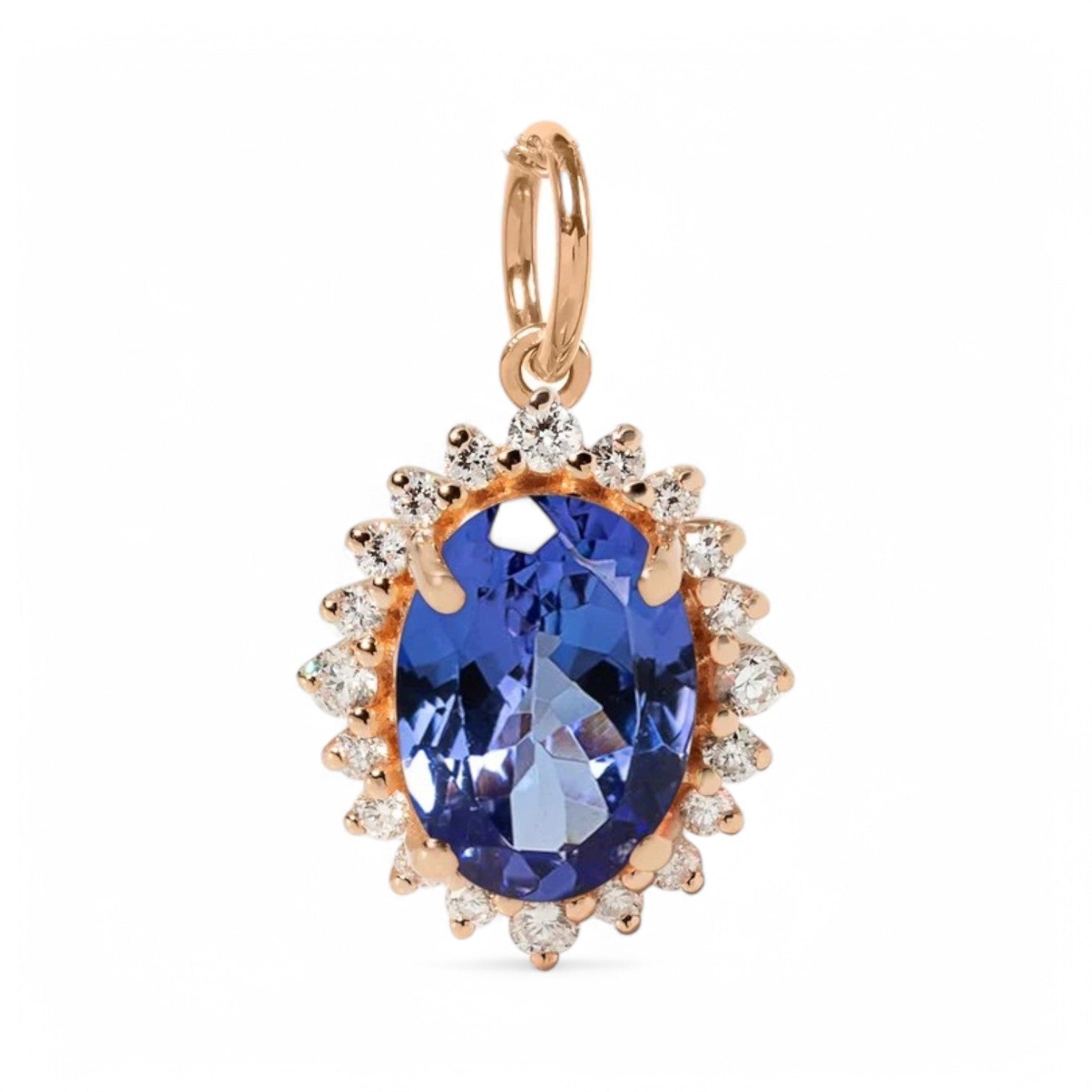 Vintage Oval cut Halo Blue Sapphire Pendent - GEMPARA