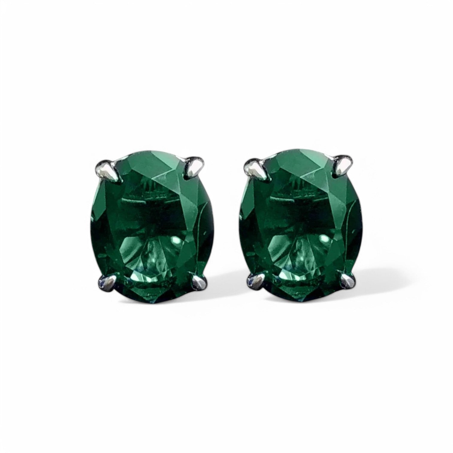 4CT Oval cut Emerald Studs - GEMPARA