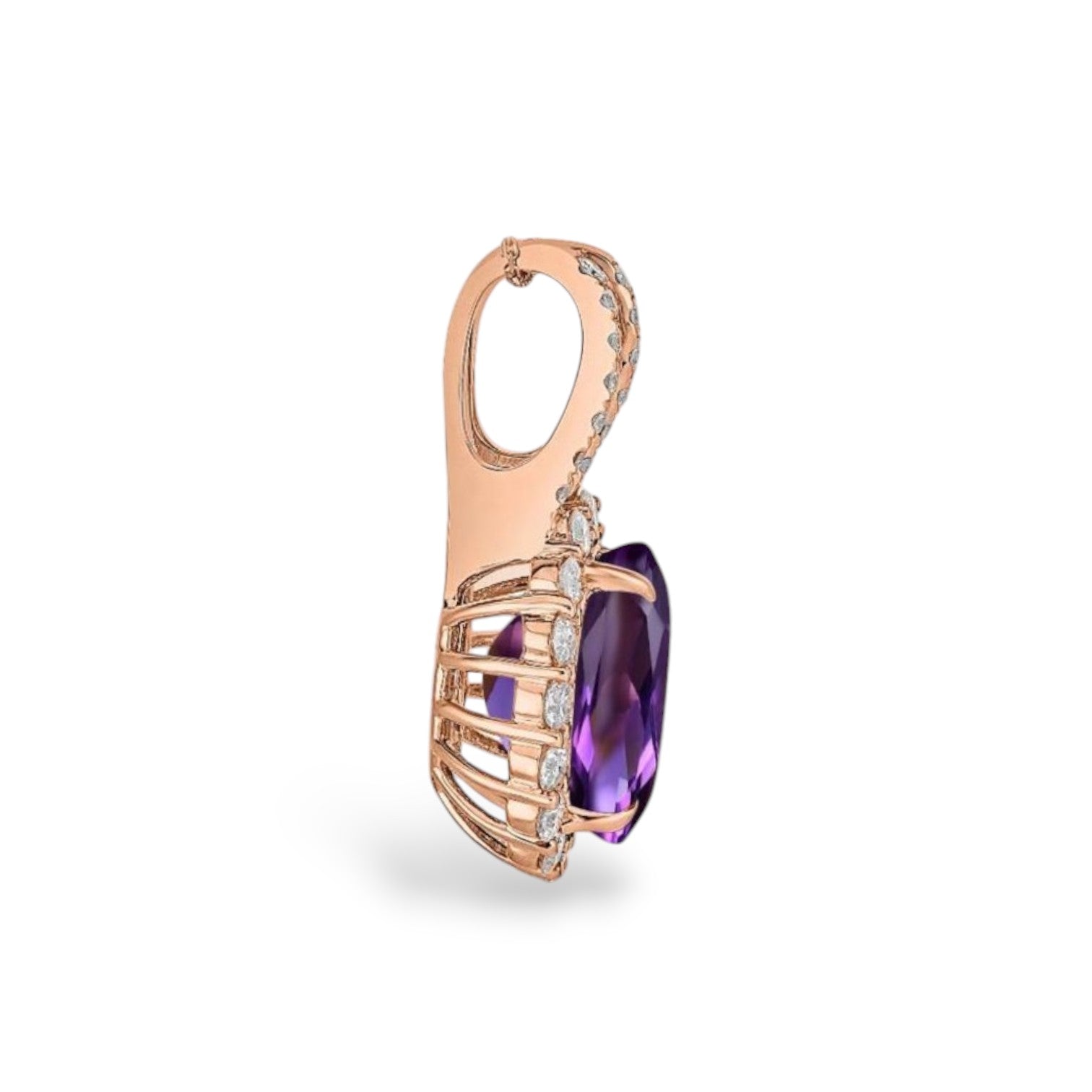 2CT Halo style Oval Amethyst with Diamond Accents - GEMPARA