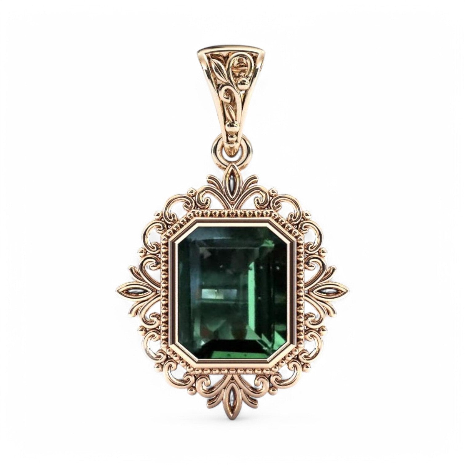Vintage Regal Emerald cut Lab Emerald Pendent - GEMPARA