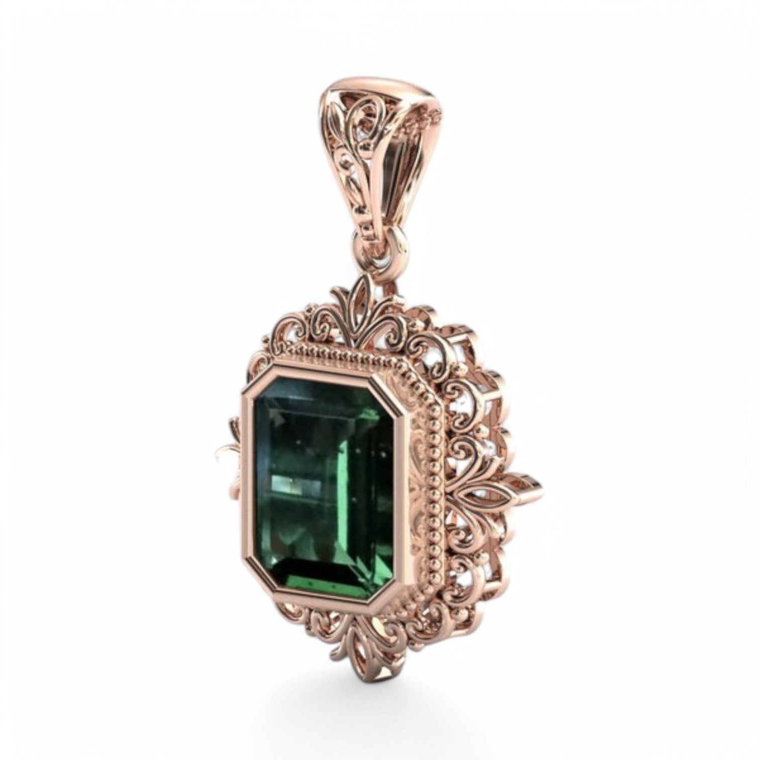 Vintage Regal Emerald cut Lab Emerald Pendent - GEMPARA