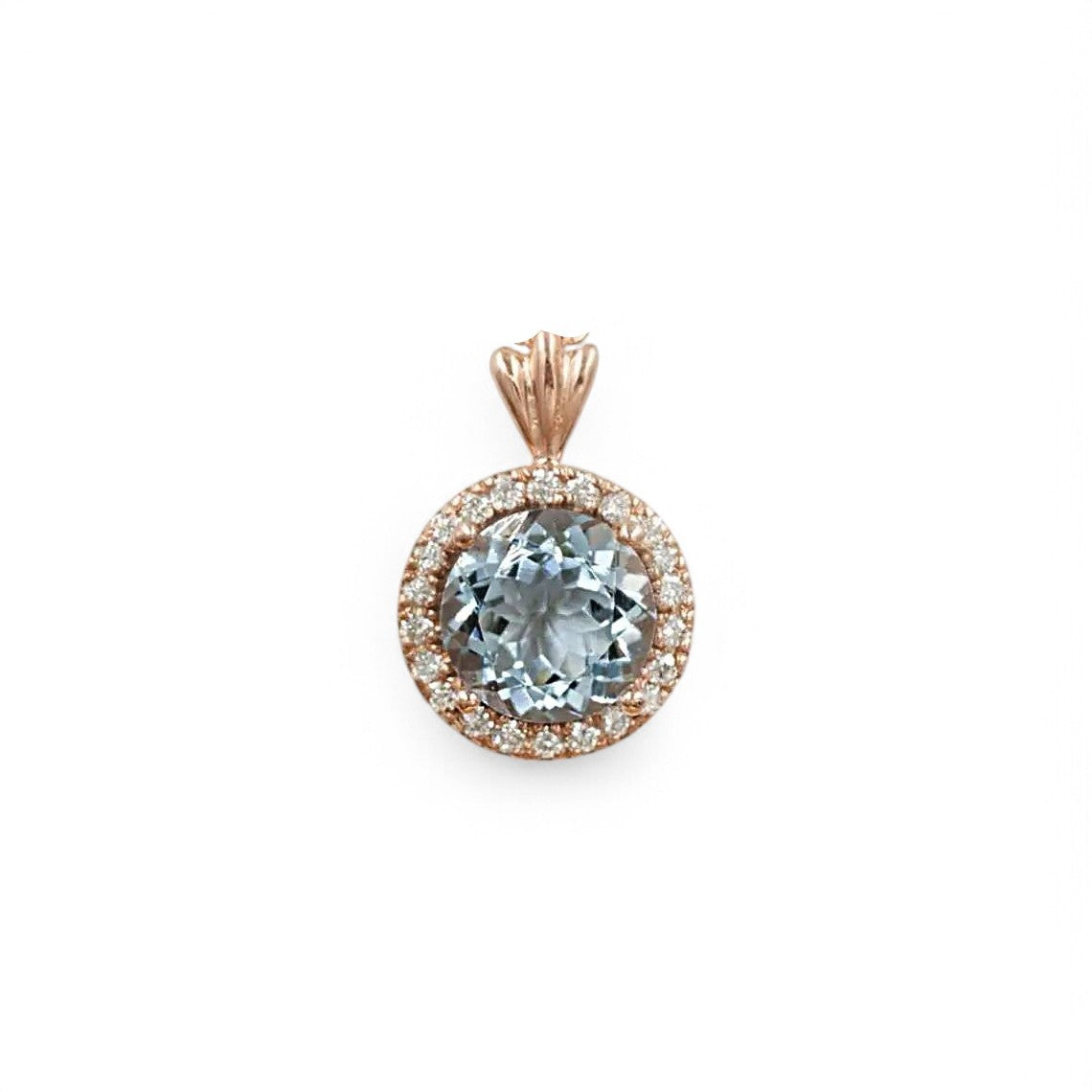 Elegant2.3CT  Aquamarine & Diamond Halo Pendant - GEMPARA