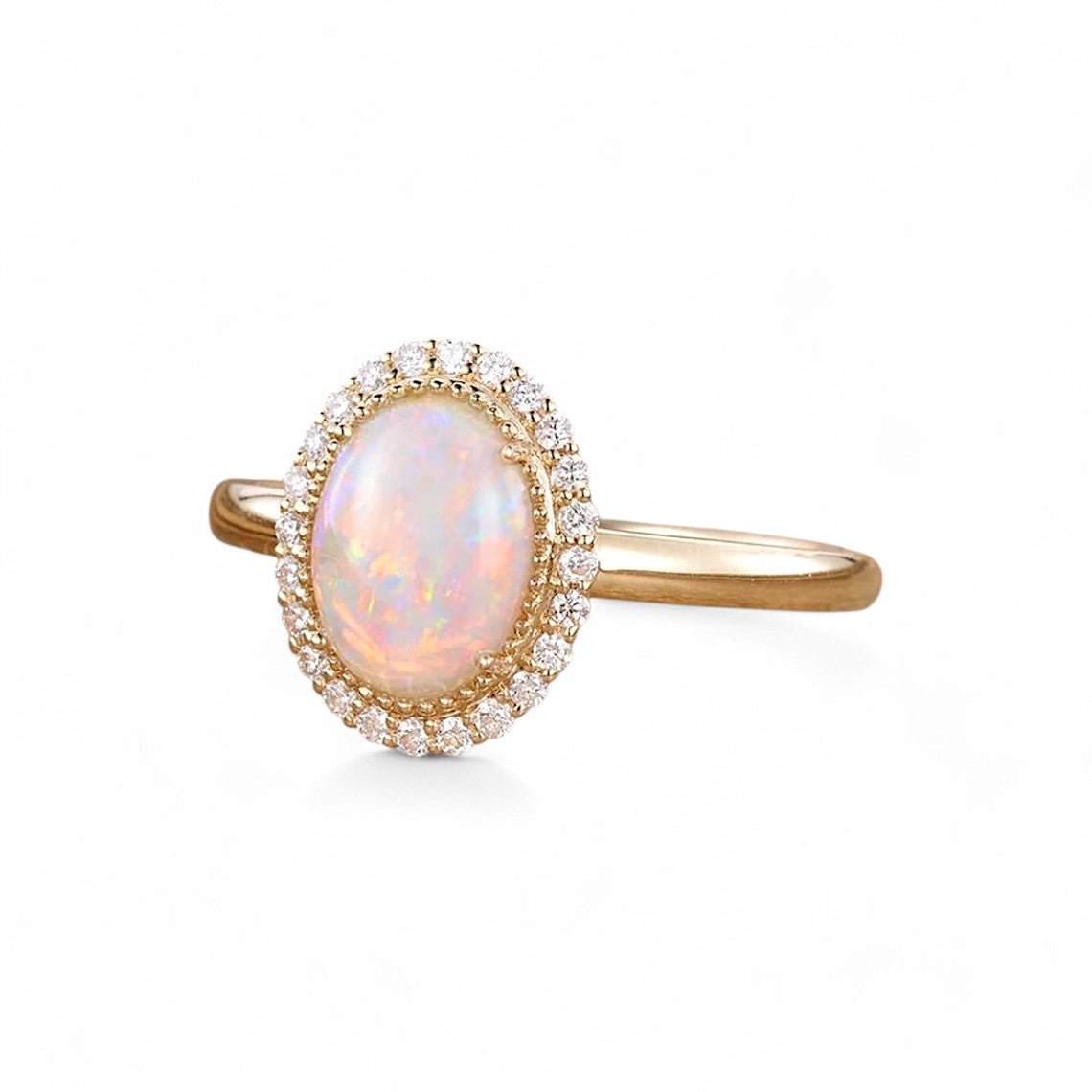 Oval Opal Halo Ring - GEMPARA