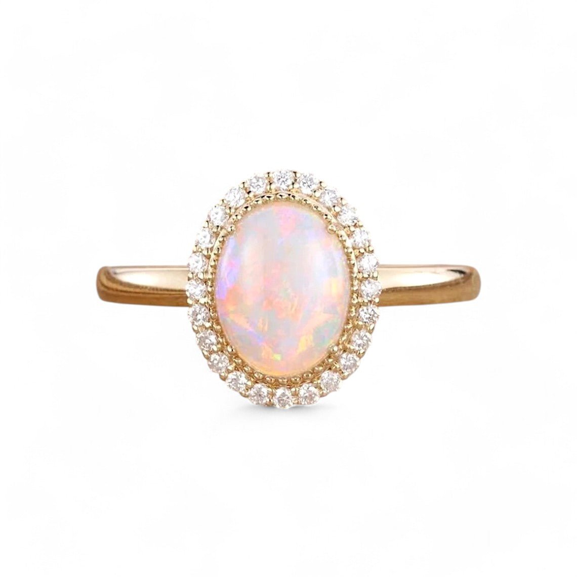 Oval Opal Halo Ring - GEMPARA